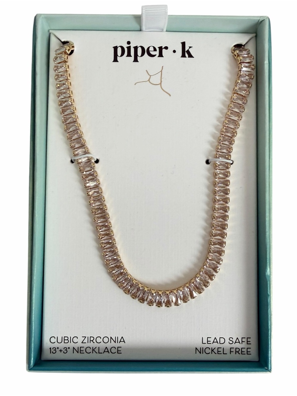 Piper.k Gold Cubic Zirconia Tennis Necklace - Clear Stones - Picture 1 of 4